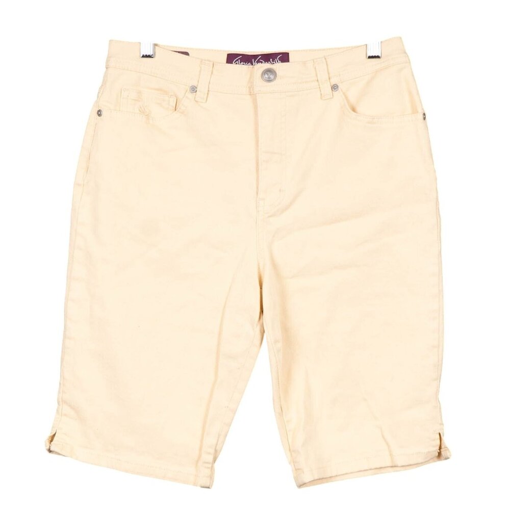Gloria Vanderbilt Amanda Bermuda Shorts 8 Womens Pale Yellow Cotton Denim Jean